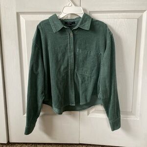 Cropped corduroy button shirt